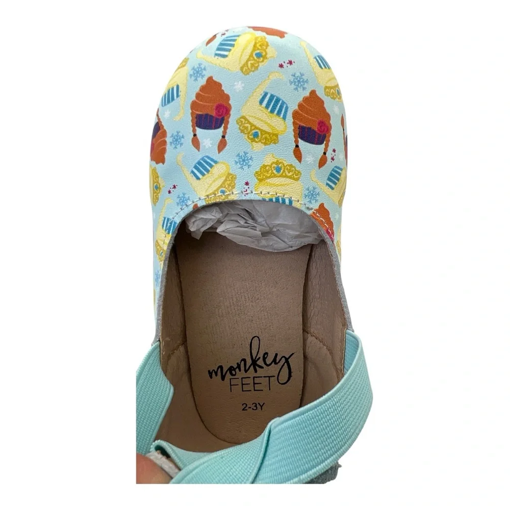 Monkey Feet Girl Toddler Cupcake MaryJanes‎ Bow Colorful Patterned Shoes Sz 2-3Y